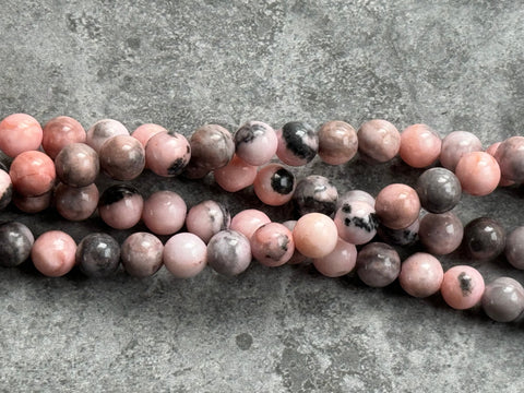 8mm pink zebra jasper round beads