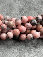 8mm pink zebra jasper round beads