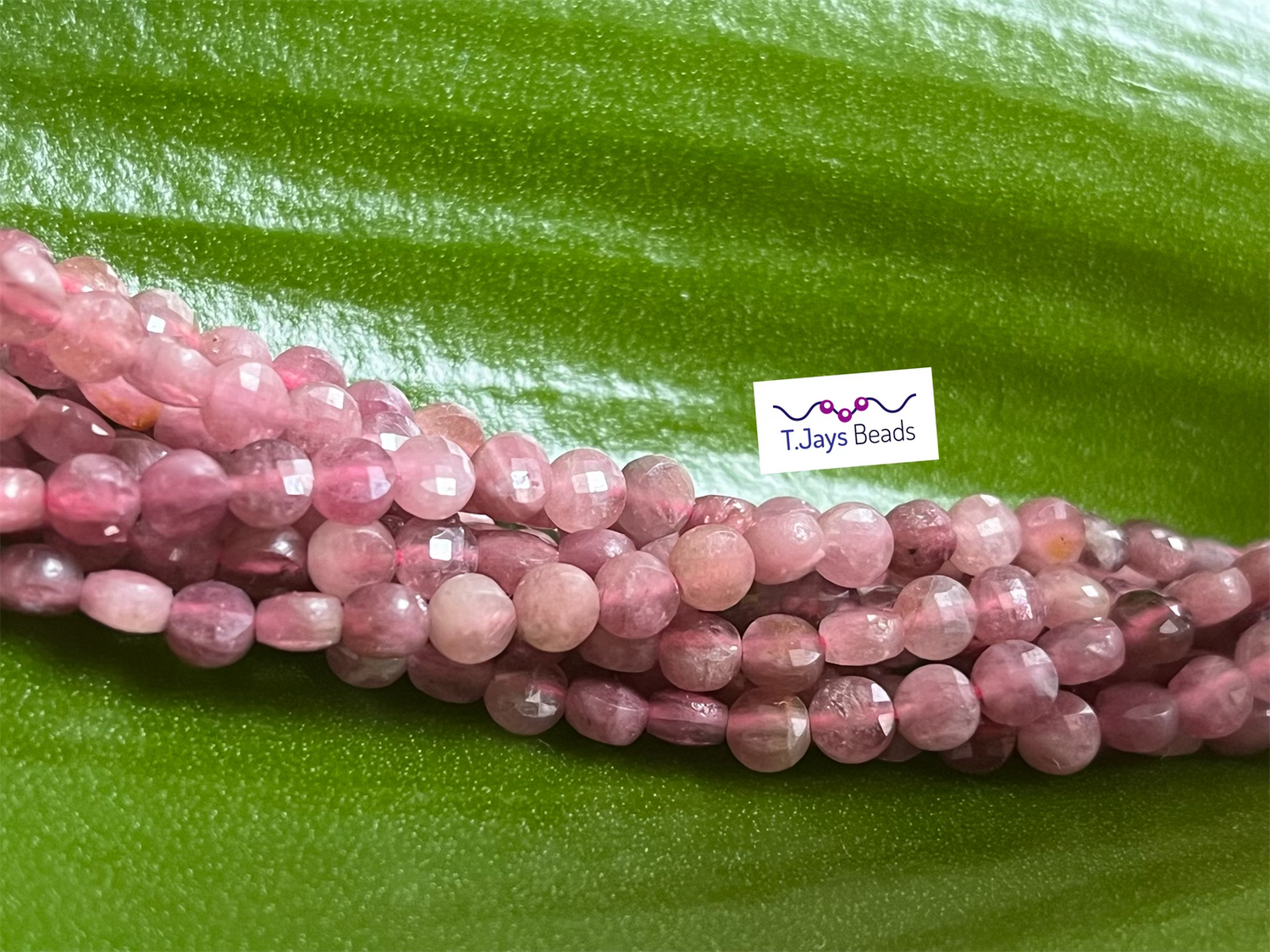 Pink Tourmaline | Faceted Small Coin Beads | 4mm