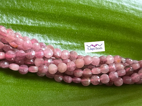 4mm Faceted Pink Tourmaline Small Coins