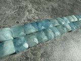 Aquamarine Faceted Flat Square Beads 10x10x5mm