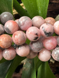 8mm pink zebra jasper round beads