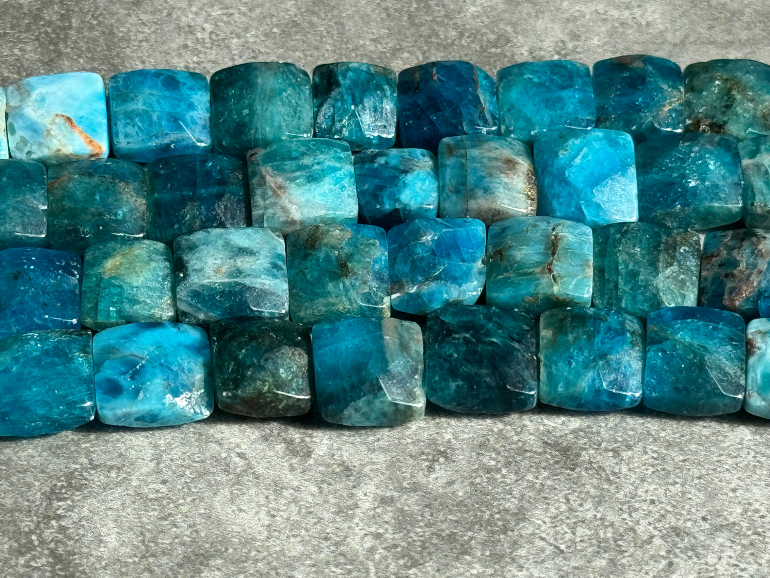 Apatite | Faceted Flat Square Beads | 10x10x5mm | A Grade