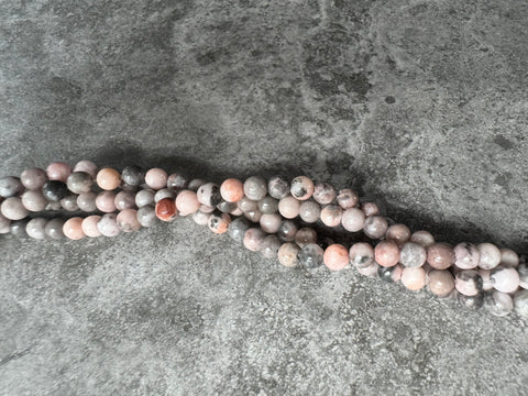 4mm Pink Zebra Jasper Round Beads