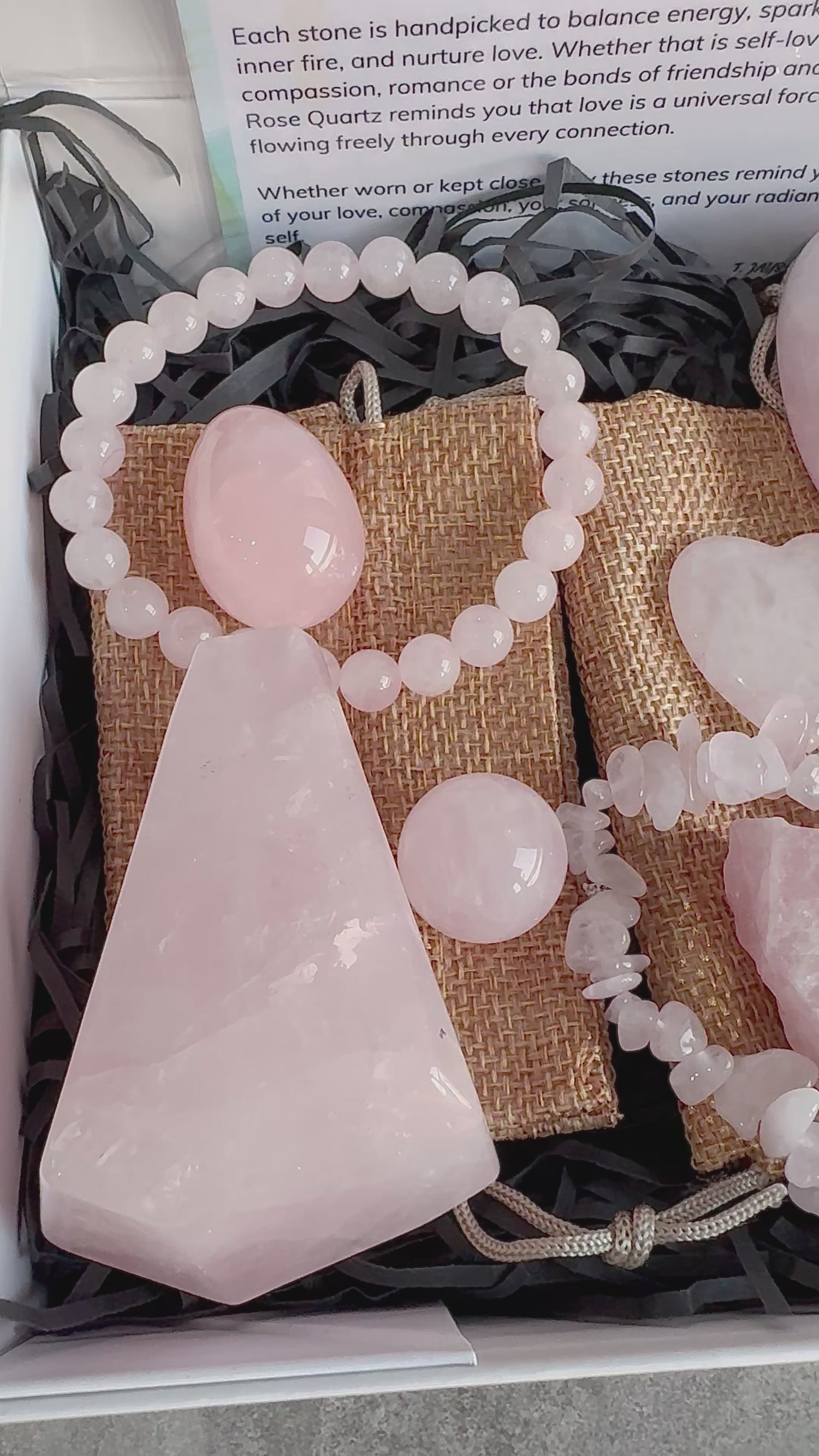 Love & Divine Compassion: Rose Quartz Gemstone Gift Set | Healing Gemstones Crystals