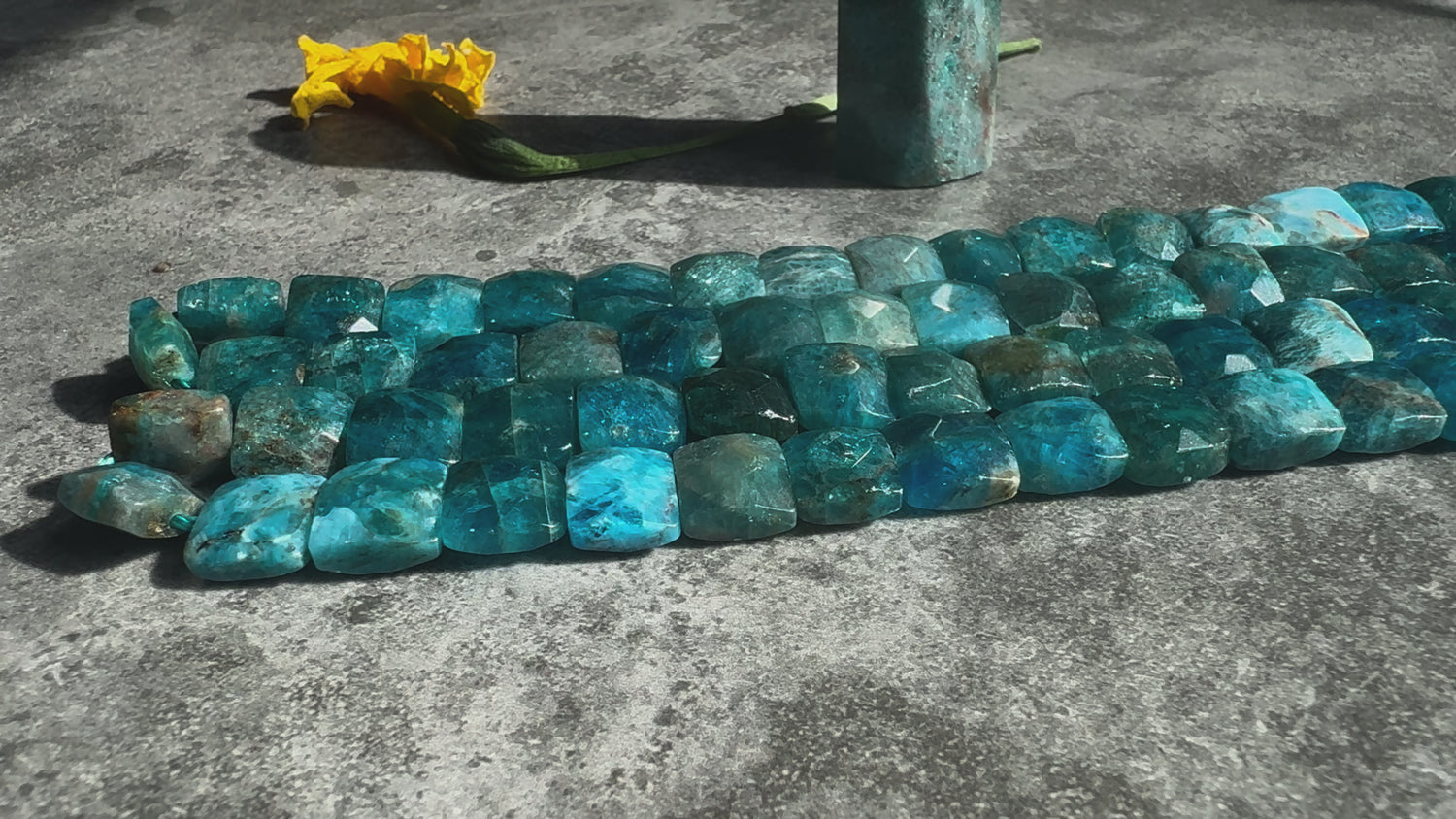 Apatite | Faceted Flat Square Beads | 10x10x5mm | A Grade