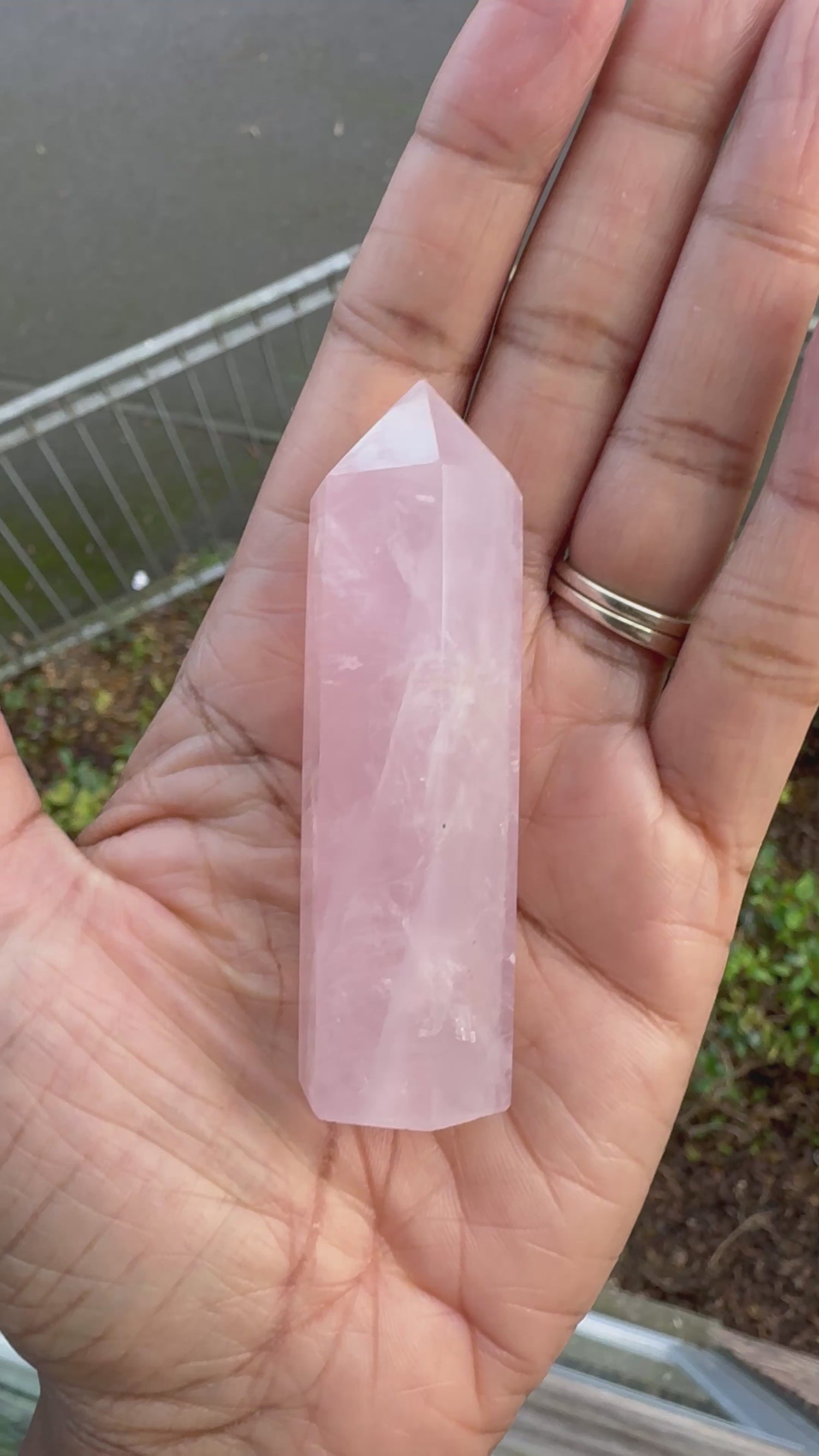 Natural Rose Quartz | 6 Side Tower Point