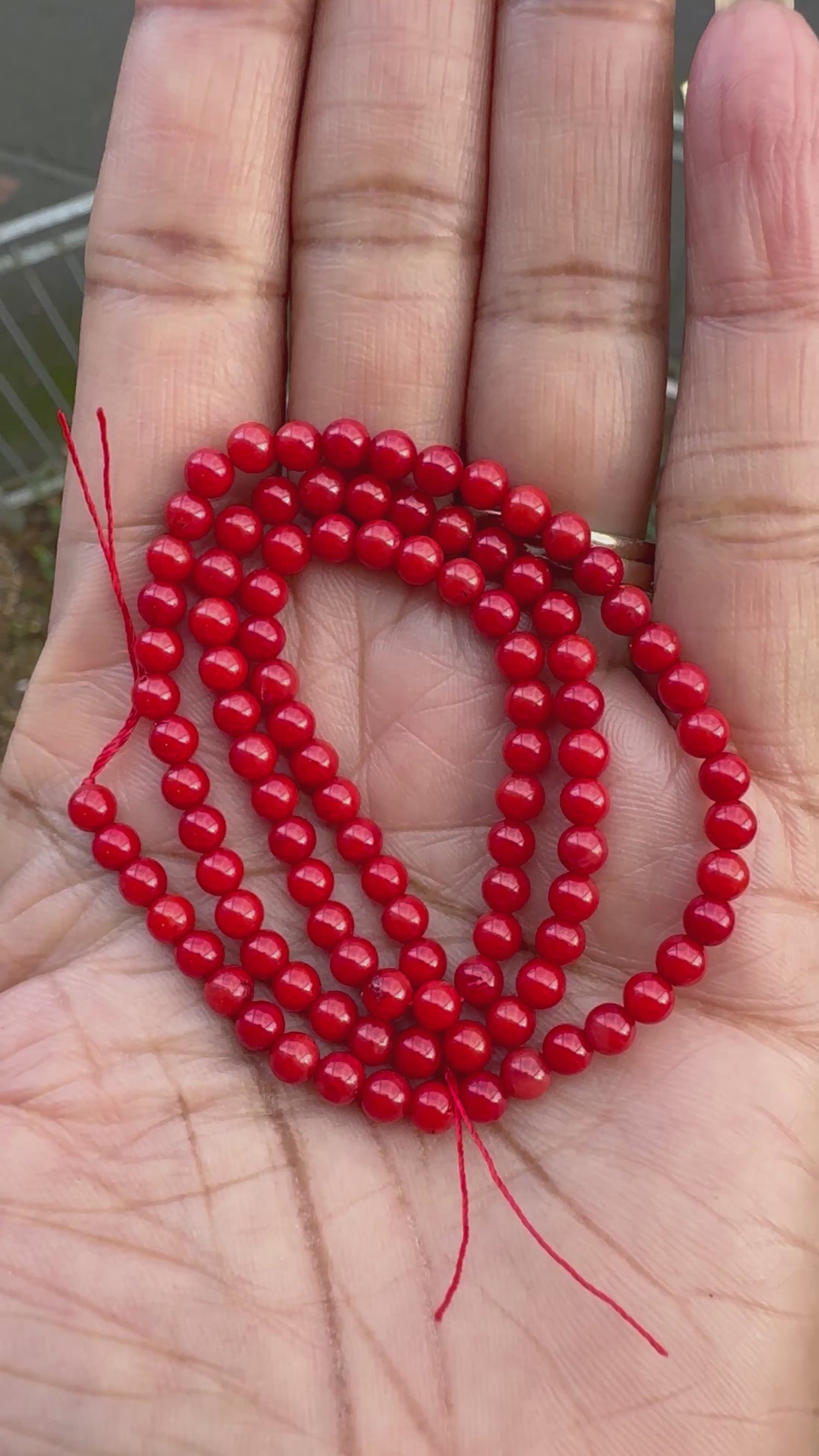Red Bamboo Coral | Round Beads | 4mm