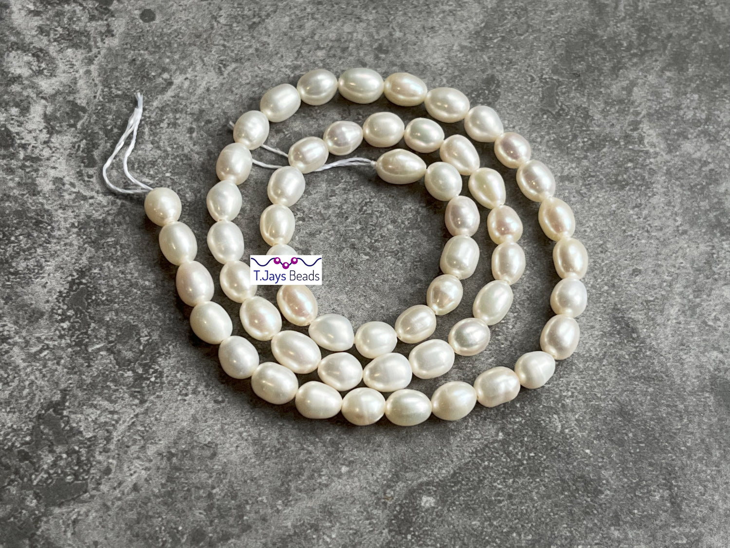 Freshwater Rice Pearl (White) | Round Beads | 5-6mm | A Grade