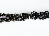 4mm Natural Silver Sheen Obsidian Round Beads