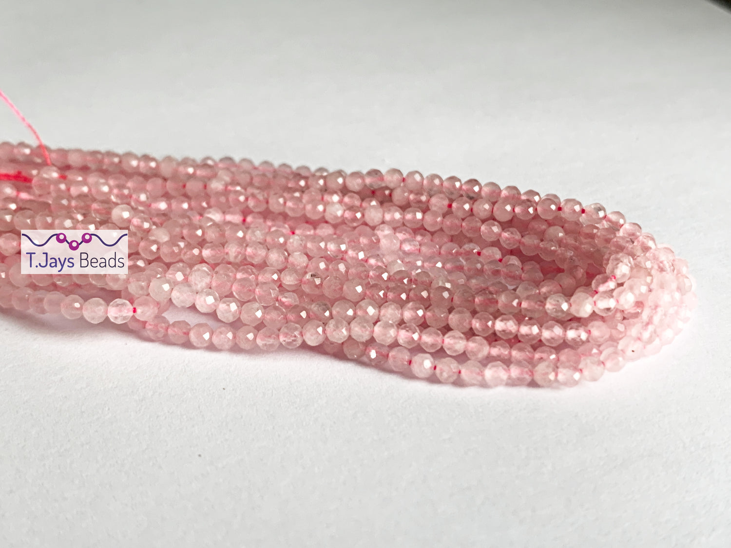 Rose Quartz | Faceted Round Beads | 2mm