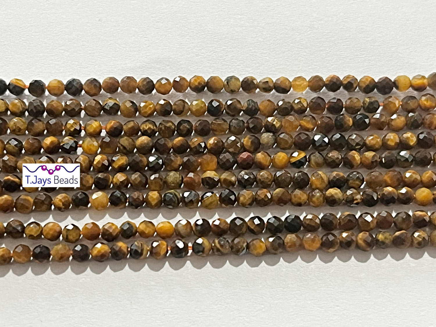 Tiger Eye Beads | Faceted Round Beads | 2mm