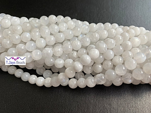 6.5-7mm White Moonstone Round Beads - B Grade