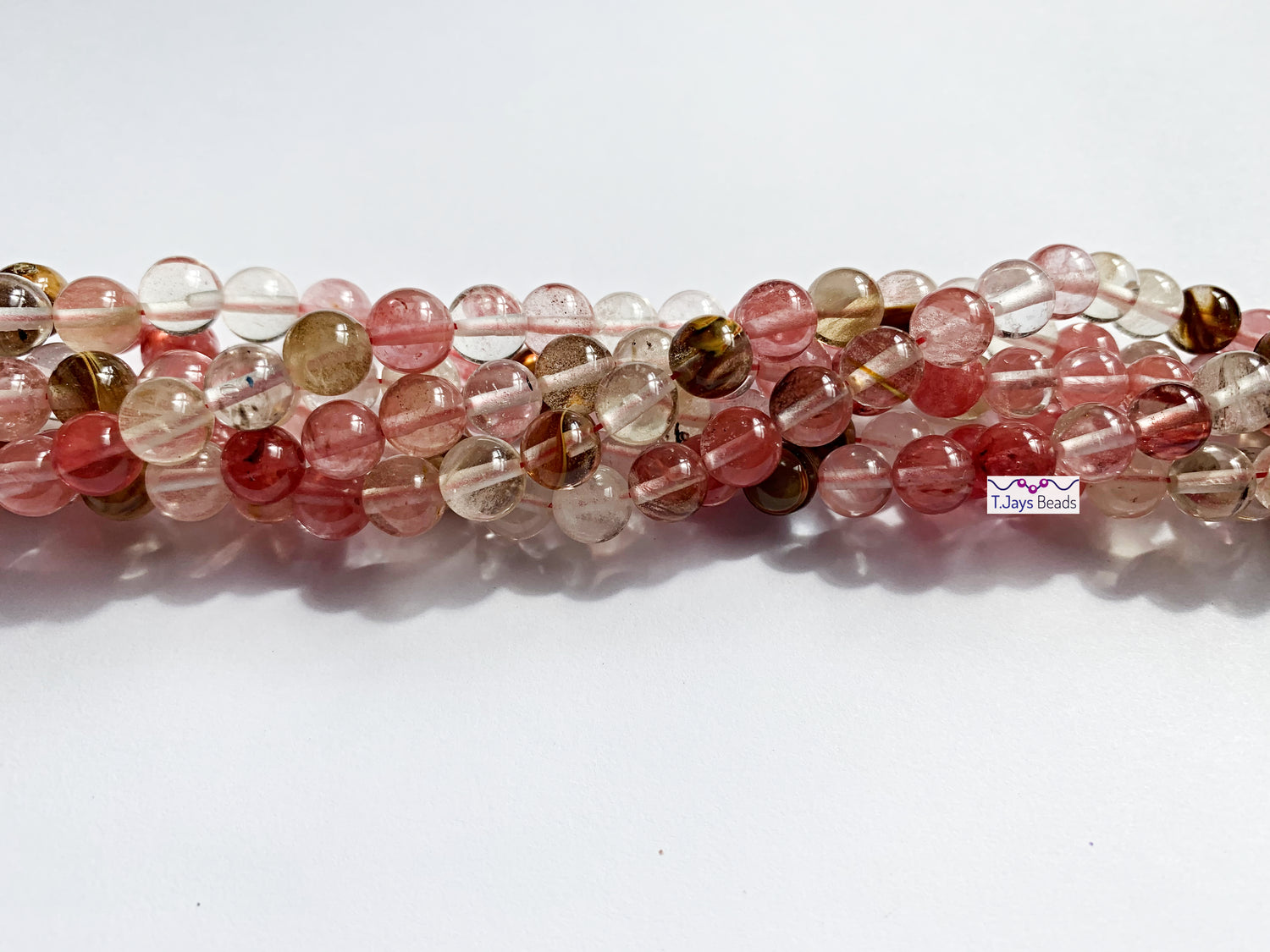 Cherry Quartz (Mixed Colour) | Round Beads | 8mm