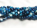8mm Blue Striped Agate Round Beads for Jewellery Making