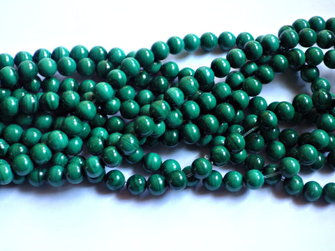 Malachite Round Beads - 6mm - B Grade