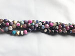 8mm Mixed Colour Frosted Agate Round Beads