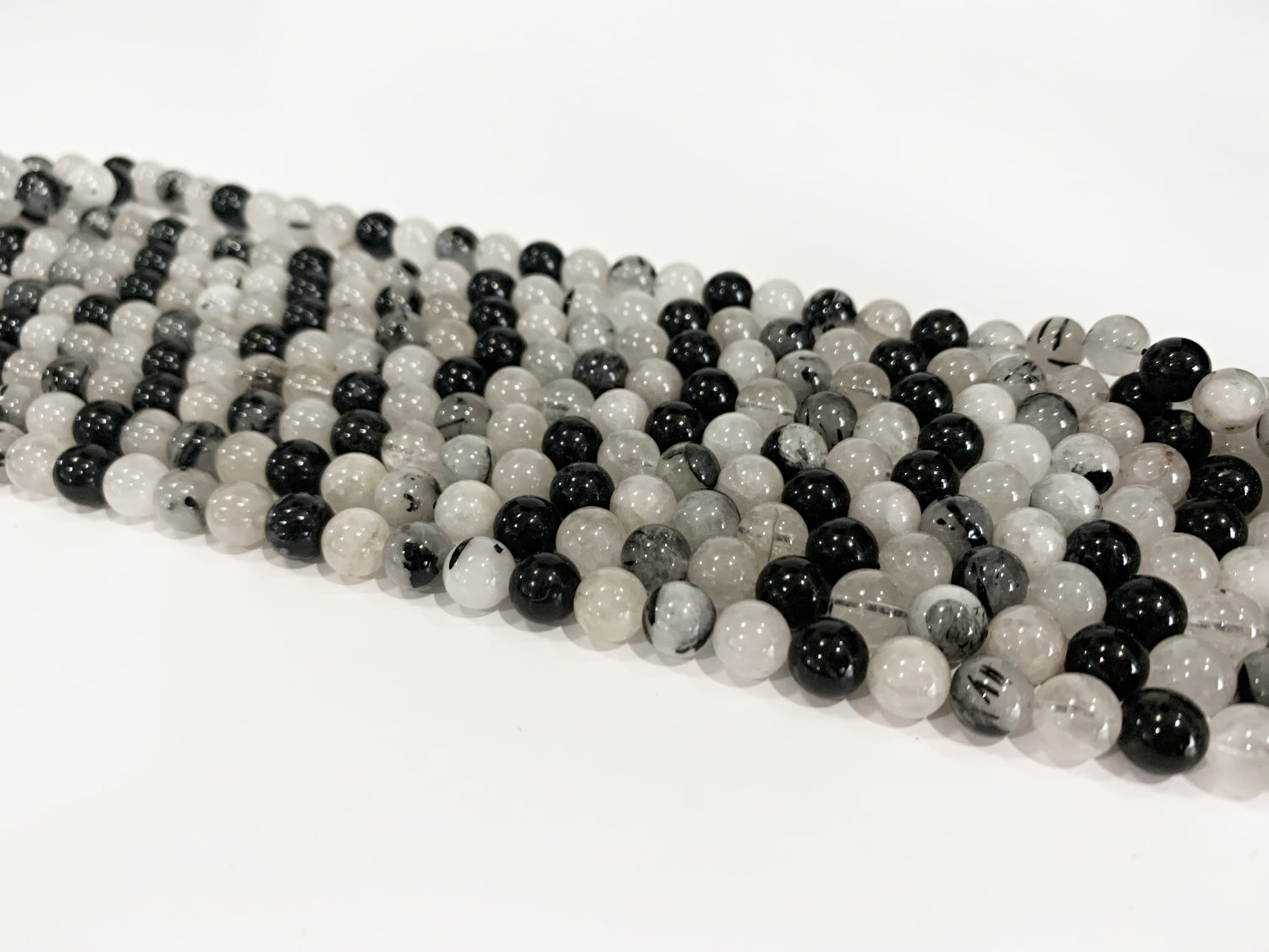 Black Rutilated Quartz | Round Beads | 8mm