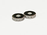 10 x 8mm Brass Micro Pave Rhinestone Spacers Silver