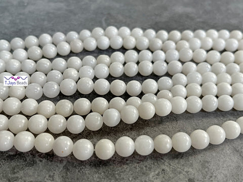 White Jade Round Beads (Opaque) - 8mm