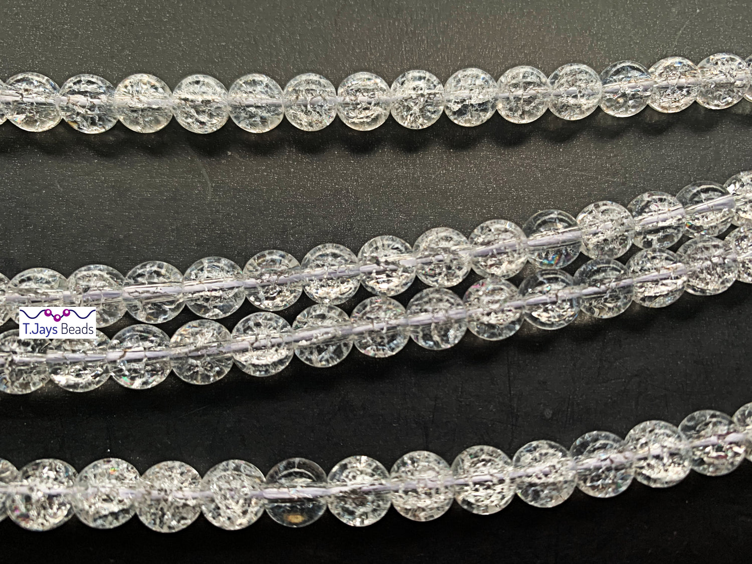 Crystal Quartz (Cracked) | Round Beads | 8mm | A Grade