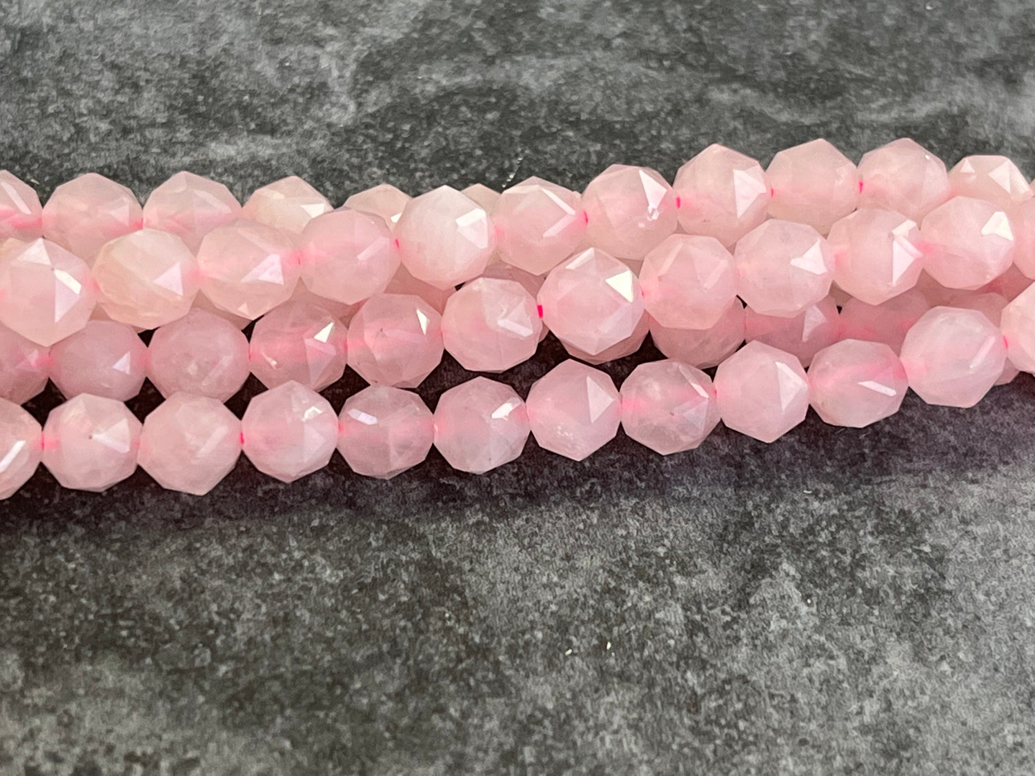 8mm Faceted rose quartz beads