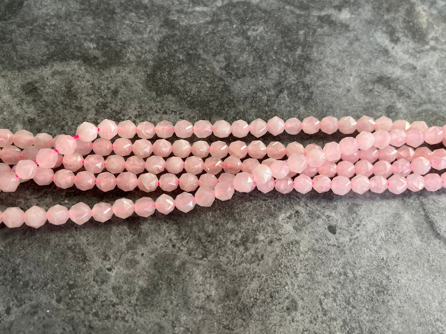 6mm Faceted rose quartz beads