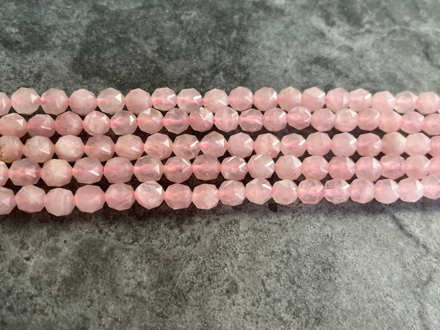 6mm Faceted rose quartz beads