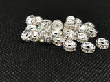 100 x 8mm Silver Colour Rhinestone Spacer Beads