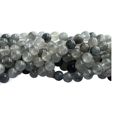8mm Natural Silver Quartz Round Beads