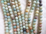 Multicoloured Frosted Amazonite Round Beads - 8mm