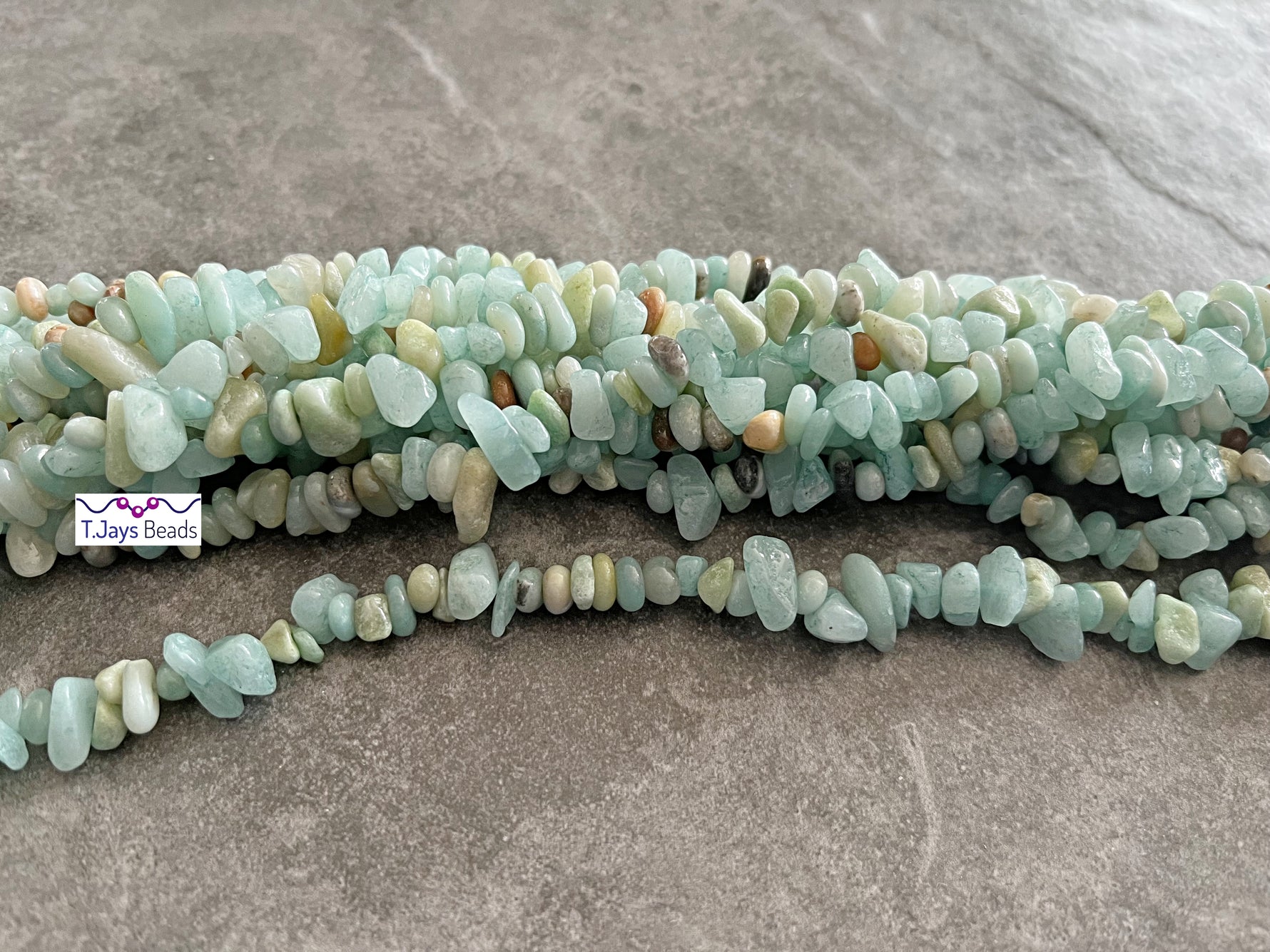 Amazonite chip beads 33"