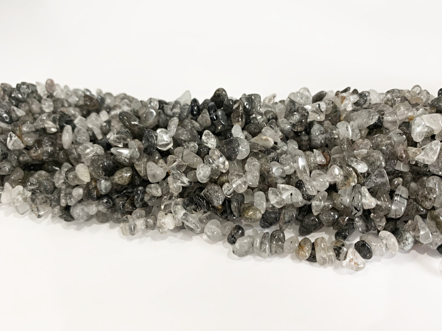 Black Rutilated Quartz | Chip Beads | 5-8mm | 32" String