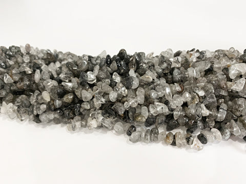 Black Rutilated Quartz Chip Beads