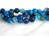 Blue Striped Agate Beads - 10mm