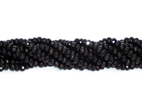 Faceted Black Onyx Rondelle Beads - 5x8mm