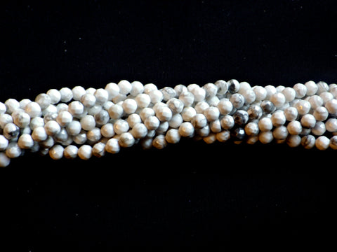 4mm Howlite Faceted Beads