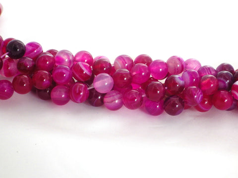 Deep Pink Agate Beads - 8mm