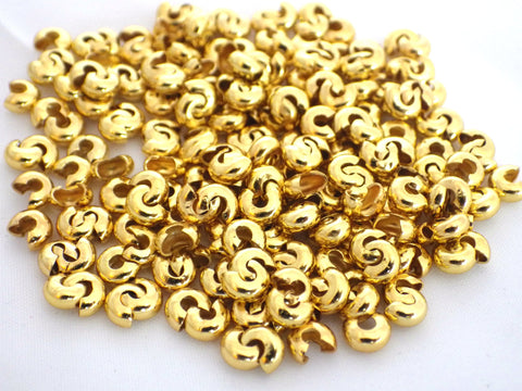 100 x Gold Colour Iron Crimp Bead Covers