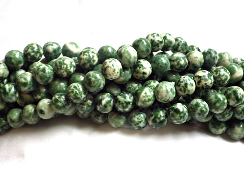 8mm Green Spot Jasper Round Beads