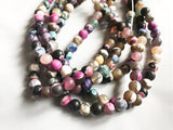 8mm Mixed Colour Frosted Agate Round Beads