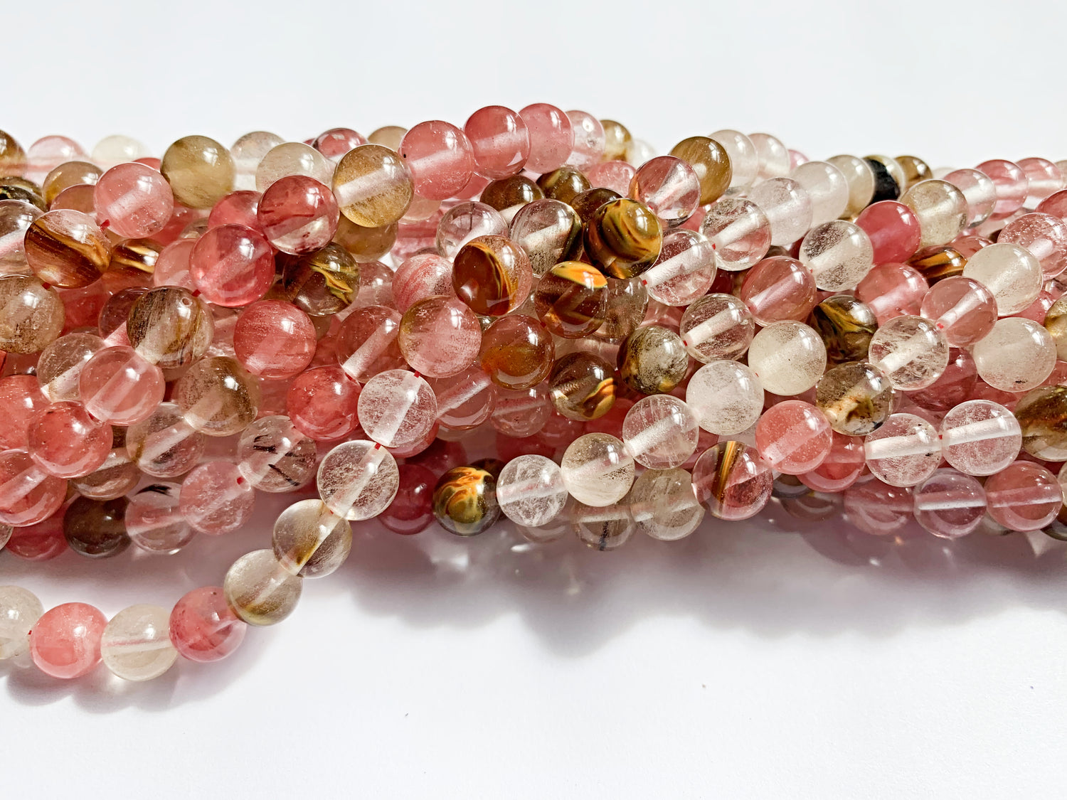 Cherry Quartz (Mixed Colour) | Round Beads | 8mm