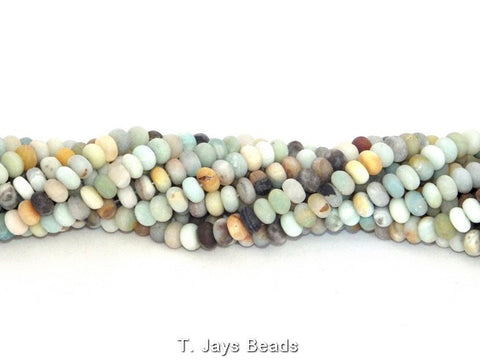 Multicoloured Frosted Amazonite Rondelle Beads - 5x8mm