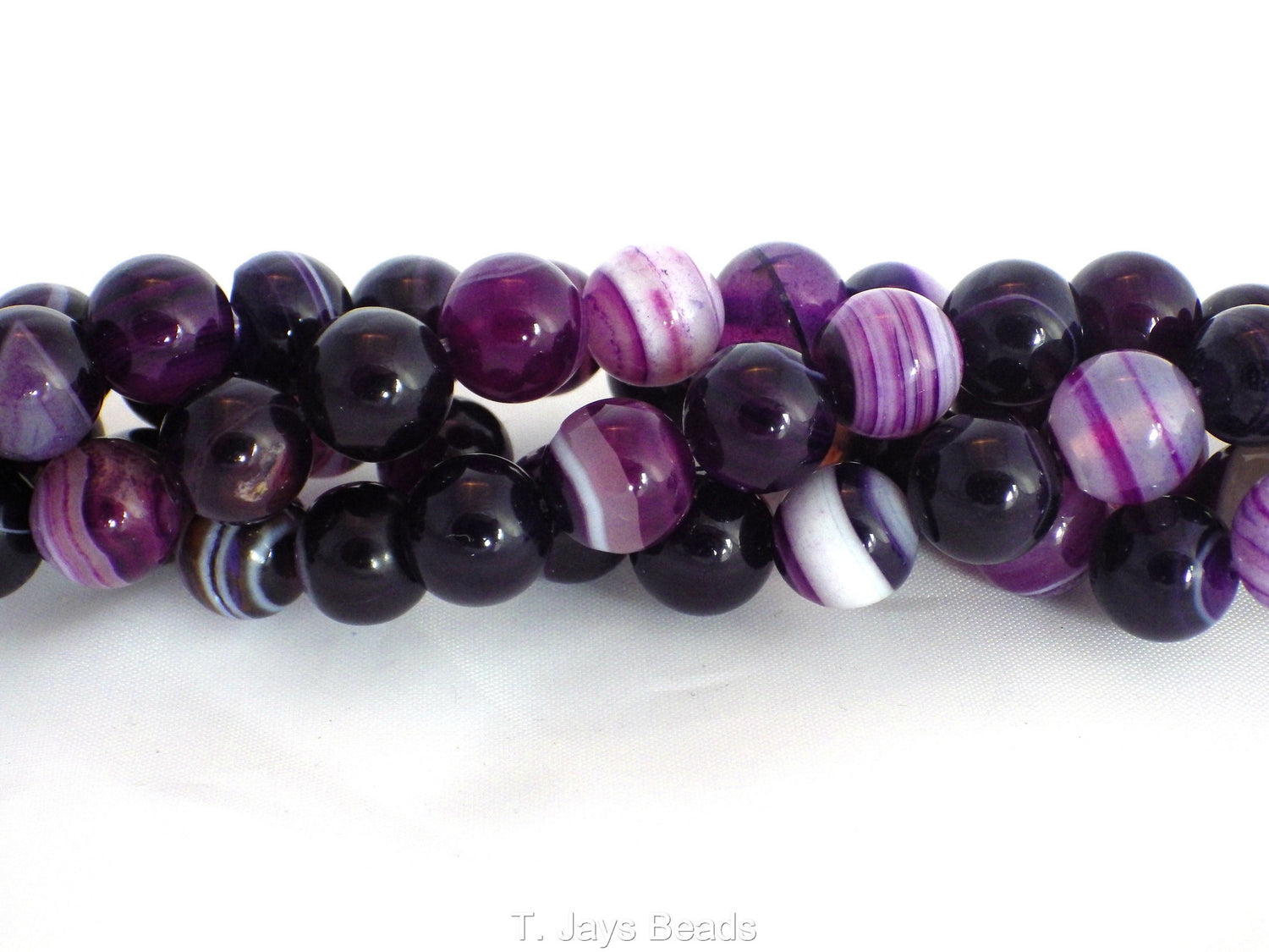 Purple Striped Agate | Round Beads | 10mm