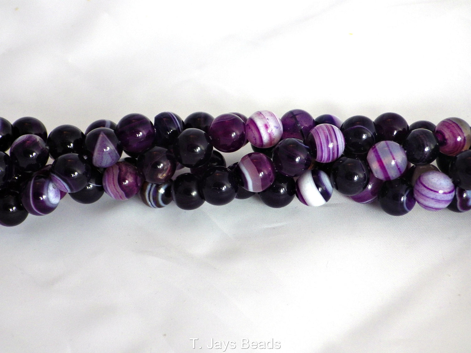 Purple Striped Agate | Round Beads | 10mm