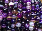 Purple Striped Agate Beads - 10mm
