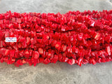 Red Bamboo Coral Chip Beads