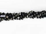 8mm Natural Silver Sheen Obsidian Round Beads