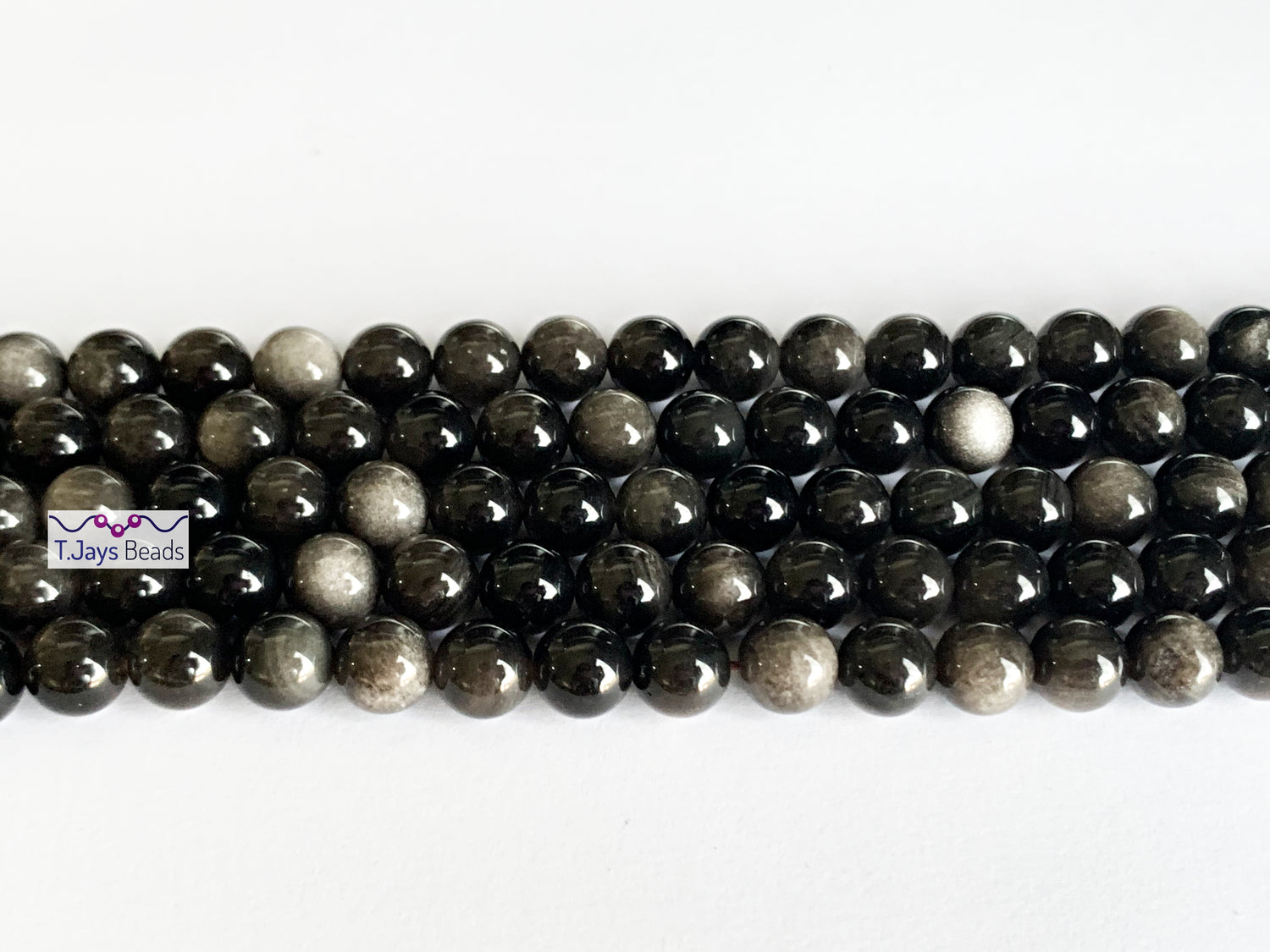 Silver Sheen Obsidian | Round Beads | 8mm