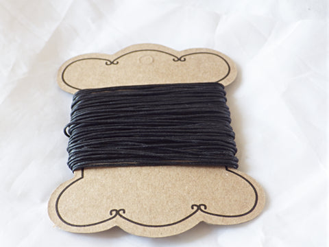 Black Waxed Cotton Cord 0.7mm (10 metres)